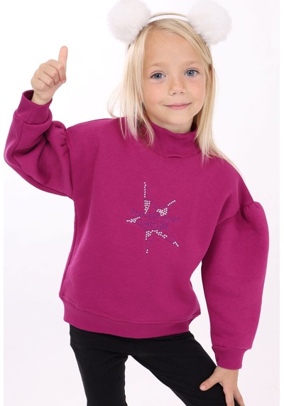 Toontoy Kız Çocuk Relax Fit Dik Yaka Düşük Omuz Kolu Büzgülü Sweatshirt - 3 İplik Şardonlu Mürdüm Toontoy Kız Çocuk Relax Fit Dik Yaka Düşük Omuz Kolu Büzgülü Sweatshirt - 3 İplik Şardonlu Mürdüm