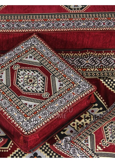 Şark Köşesi Takımı 20 Cm Minder Kalınlığı Bordo Yahyalı Modeli 19 Parça Bordo