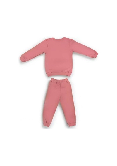 Kız Çocuk Best Mood Yazılı Pamuklu Eşofman Takım-15056 Pembe