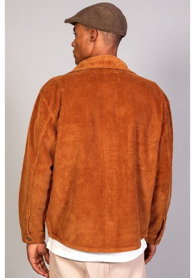 Little Cup Jeans Co Erkek Camel Gömlek Model Oversize Pamuklu Kadife Ceket
