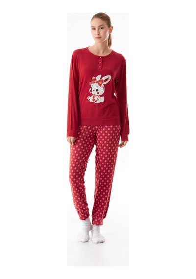 Fullamoda Tavşan Nakışlı Bisiklet Yaka 2 Li Pijama Takımı 24mıcg631216857-kırmızı Kırmızı Fullamoda Tavşan Nakışlı Bisiklet Yaka 2 Li Pijama Takımı 24mıcg631216857-kırmızı Kırmızı