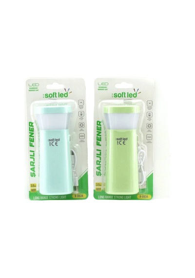 2ın1 - Tek Led Usb To Type-c Şarjlı El Feneri 2.5w - 5w K-0934 Bx40 Açık Ahşap