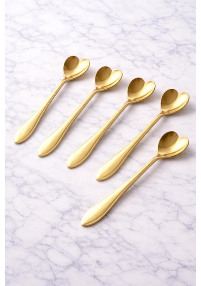 Qerhome 6'lı Elegance Serisi Çay & Kahve Kaşığı Gold Velvet Model Altın