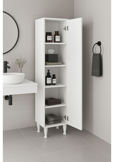 Mimoza 5 Raflı Çok Amaçlı Banyo Dolabı Beyaz Raflı Depolama Düzenleyici