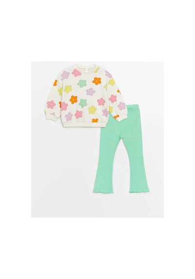 LC Waikiki Lcw Baby Bisiklet Yaka Uzun Kollu Baskılı Kız Bebek Sweatshirt Ve Tayt 2'li Takım Ecru Prınted 2 LC Waikiki Lcw Baby Bisiklet Yaka Uzun Kollu Baskılı Kız Bebek Sweatshirt Ve Tayt 2'li Takım Ecru Prınted 2