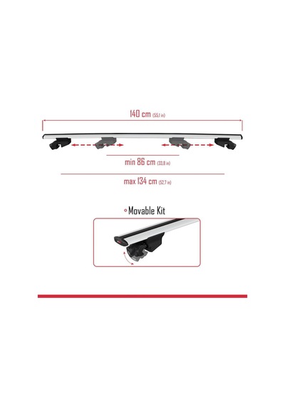 Toyota Proace City 2023 2024 Hook Model Anahtar Kilitli Ara Atkı Tavan Barı Gri