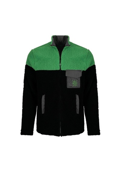 Luo Camp Rüzgar Geçirmez Erkek Peluş Polar 01 - Black/green Çok Renkli