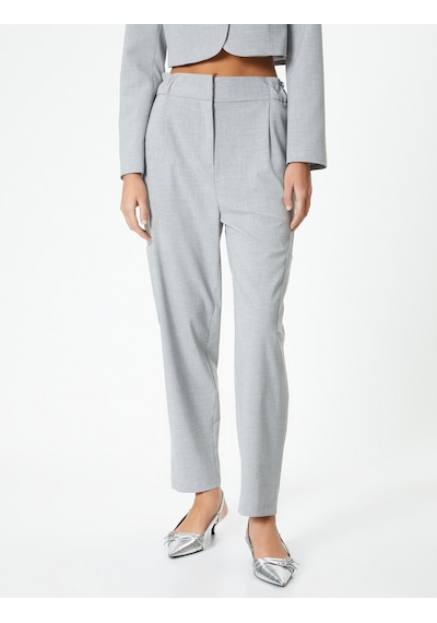 Koton Yüksek Bel Jogger Pantolon Kargo Cepli Gri Melanj 4sak40134uw Gri Melanj