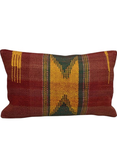 Zehra Abla Halı Yeni El Dokuma Dekoratif Lumbar Kilim Kırlent Yastık Kılıfı 6577 Çok Renkli