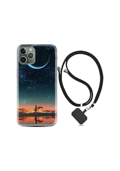Apple Uyumlu iPhone 13 Pro Kılıf Boyun Askılı Ay ve Kız 1720