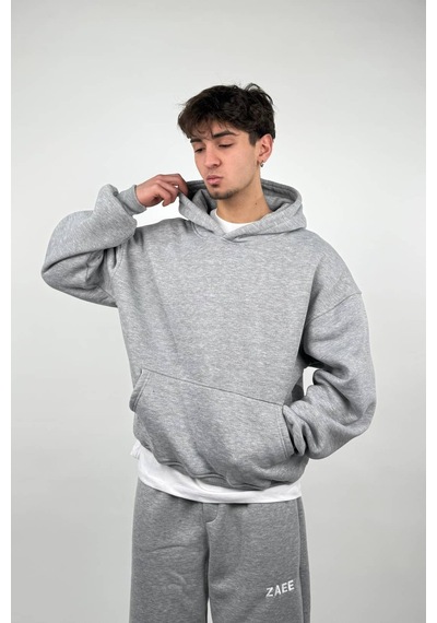 Zaee Basic Oversize Hoodie Gümüş Gri