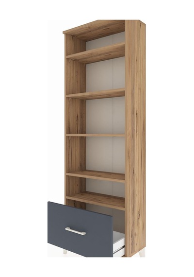 Arges Dolap 5 Raflı Tek Çekmeceli 60x30x182 Çam-antrasit Çam