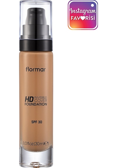Flormar Invisible Cover Hd Hafif Yapılı & Yarı Parlak Bitişli Fondöten SPF30 110 Golden Beige
