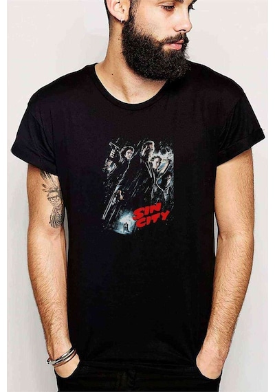 Sin City Baskılı Siyah Erkek Tshirt