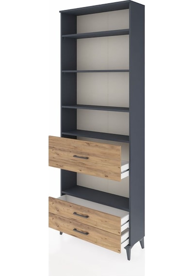 Arges Dolap 5 Raflı 3 Çekmeceli 88x30x243 Antrasit-çam Antrasit