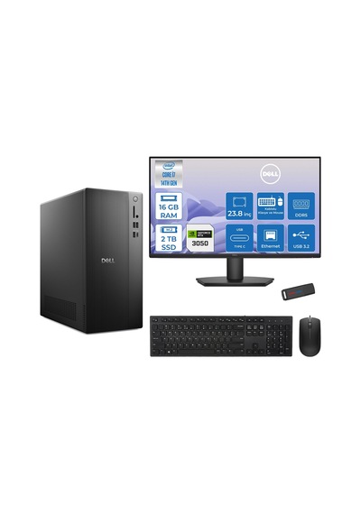 Dell Tower Essential QVT1260 BTO-01400723F04 i7-14700 16 GB 2 TB SSD RTX3050 23.8" Free Dos Masaüstü Bilgisayar + USB Bellek