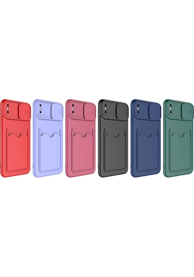 Apple Uyumlu iPhone XS Max 6.5 Kılıf Kartlıklı Lens Kapatmalı Kapak