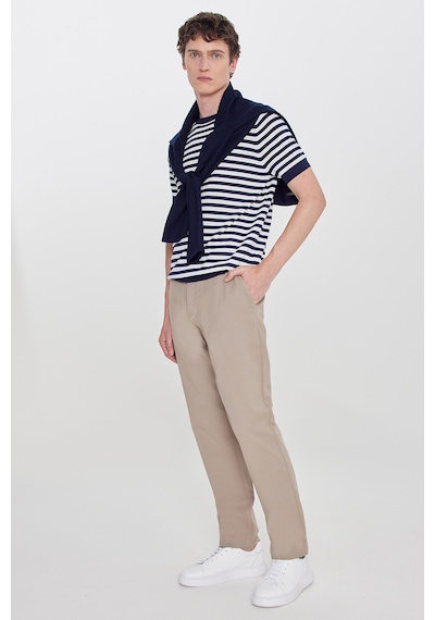 Premıum Altınyıldız Erkek Bej Pamuklu Slim Fit Dar Kesim Yan Cepli Armürlü Esnek Pantolon