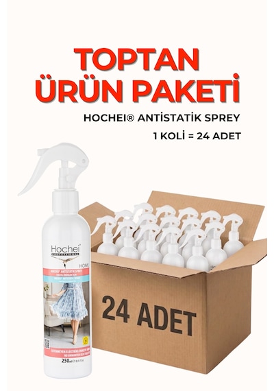 Toptancı Paketi Hochei Antistatik Sprey - Tekstil Ürünleri İçin 250 Ml X 24 Adet 24'lü Set