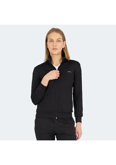Slazenger REVOLT Kadın Dik Yaka Fermuarlı Siyah Sweatshirt