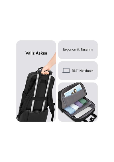 Mce-1521 Nova Eco Çevre Dostu Laptop Sırt Çantası 15.6 İnç,ykk Fermuarlı Bilgisayar Sırt Çantası, Kadın Ve Erkek Günlük Çanta, Okul Ve İş Çantası, Siyah