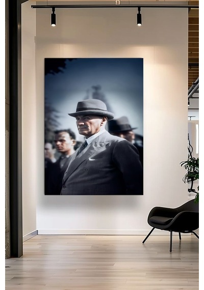 Atatürk Realistik Portre Kanvas Tablo Ev Duvar Salon Ofis Dükkan Hediyelik Dekarasyon Süsü