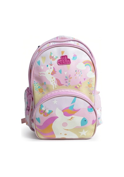 Kız Çocuk İlkokul Sırt Çantası Pegasus Unicorn Baskılı 3 Bölmeli 16l Matara Cepli 39x29x16cm Çok Renkli
