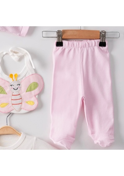 Candar 3 Ay Kelebek Nakış Puanlı Tulumlu Kız Bebek 5'li Set Pembe Pembe