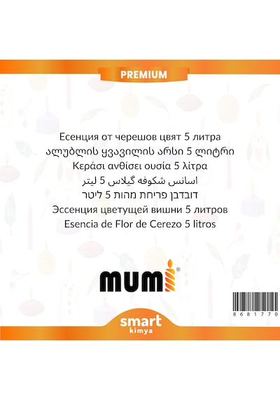 Premium Kiraz Çiçeği Mum Esansı 5 Litre Şeffaf
