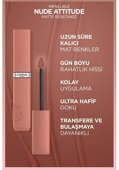 L'Oréal Paris Infaillible Matte Resistance Likit Mat Ruj 635 Worth It Medium