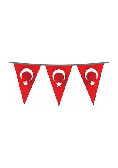 İpe Dizili Süsleme Üçgen Türk Bayrağı 100 Metre Tek Ebat