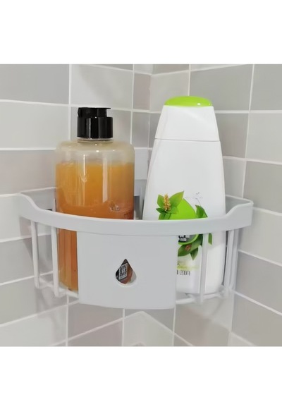 Yapışkanlı Köşe Banyo Rafı Delmeden Monte Edilen Duvar Rafı Tak Çıkar Aparatlı Plastik Köşe Düzenleyici Çok Renkli