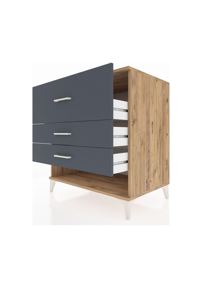 Kronos Şifonyer 3 Çekmeceli 88x59x96 Çam-antrasit Atlas Çam