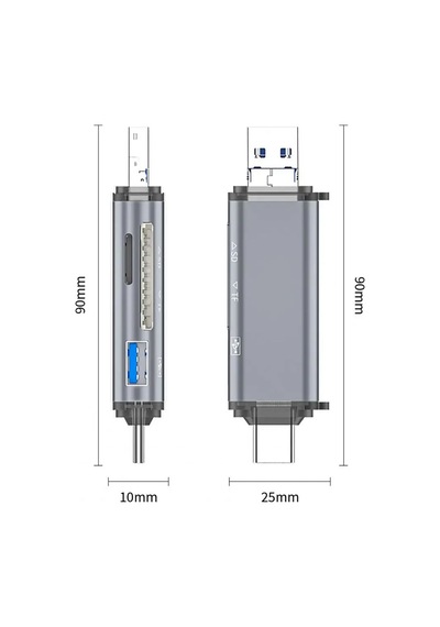 Ads-307 Çoklu Çevirici 3 In 1 Usb + Micro Usb + Type-c Otg Kart Okuyucu