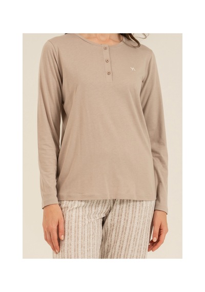 Angbutik Arnetta 3779-s Kadın Uzun Kollu Pijama Takım Vizon