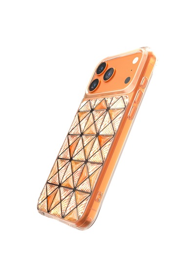 İphone 18 Pro Max Uyumlu Kılıf 3d Buz Blok Desenli Zore Paris Kairo Tpu Kapak Turuncu