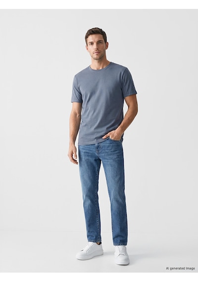 Lcwaıkıkı Classic Mavi Slim Fit %100 Pamuk Basic Tişört