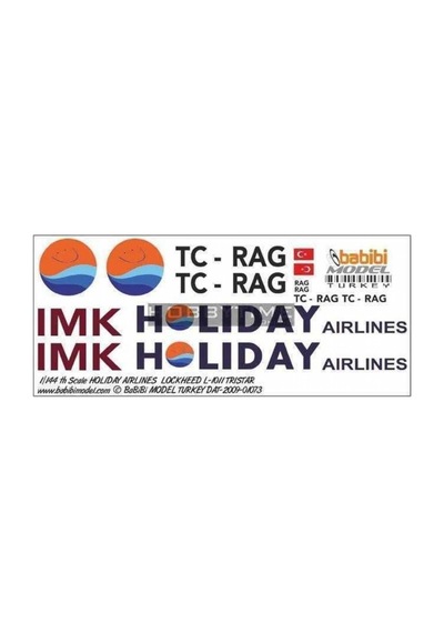 Babibi Dat01073 1/144 Ölçek, Holiday Airlines, Lockheed L-1011, Tr, Dekal Çıkartma