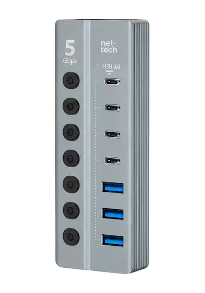 Nettech Nt-ot011 7 İn 1 Usb To Type-c Dönüştürücü - Gri Diğer