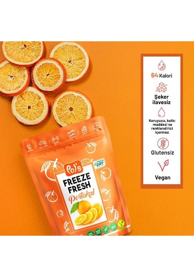 Pol S Freeze Fresh Dondurularak Kurutulmuş Portakal 20 Gr 20 G