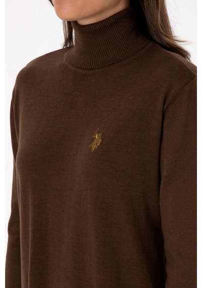 U.S. Polo Assn. Kadın Kahverengi Boğazlı Basic Kazak 50313621-VR029