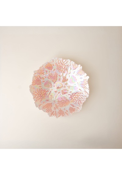 Deco Mercan Dekoratif Tabak - Beyaz / Pembe - 40 Cm