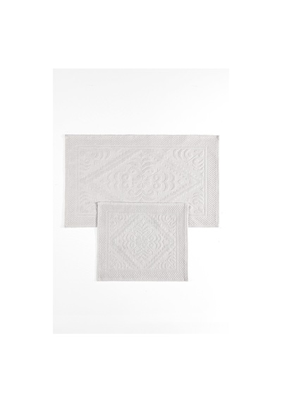 Soley Violeta 2'li Banyo Paspas Seti Kaymaz Taban %100 Pamuk 60x100 - 50x60 Cm Beyaz