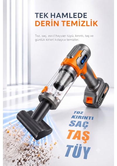 20000pa Kablosuz Araç Süpürgesi Üfleme Vakum 2'si 1 Arada 100000 Rpm Şarjlı El Süpürgesi Hepa Filtre Antrasit