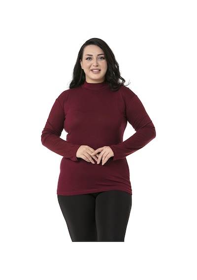 Disentis Büyük Beden Yarım Balıkçı Uzun Kollu Viskon Bordo Body-bordo Bordo