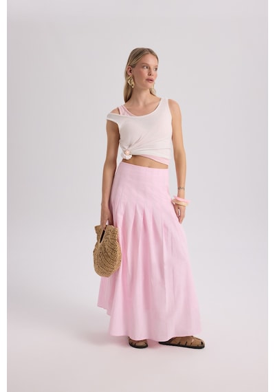 Mai Collection Mai Studios Co. Sera Pile Detay Pembe Uzun Etek Pembe