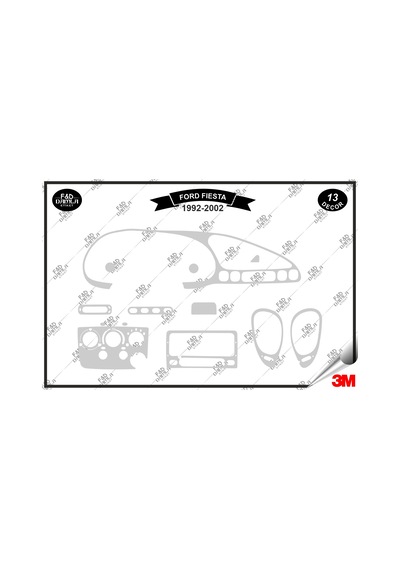 Ford Fiesta 1992-2002 Torpido Konsol Trim Göğüs Maun Kaplama Set 13 Parça Gümüş