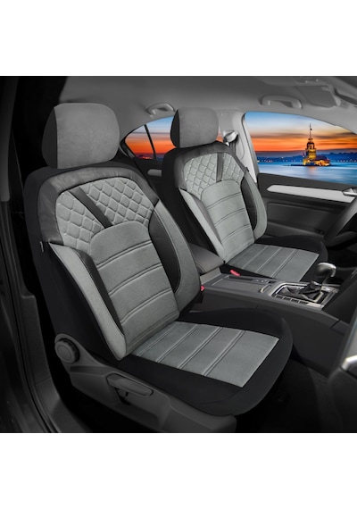 Renault Clio 4 2012 - 2019 Uyumlu Gri Tay Tüyü Koltuk Kılıfı