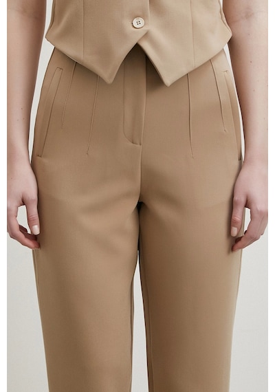 Önü Pensli Skinny Kumaş Pantolon Vizon Vizon