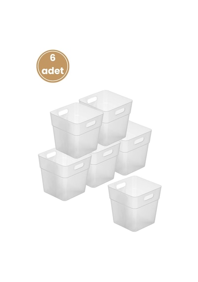 Flora 6 Adet Buzdolabı Kapak Raf Düzenleyici, Mutfak Banyo Çekmece İçi Mini Organizer Kutu 6 Lu Set Şeffaf